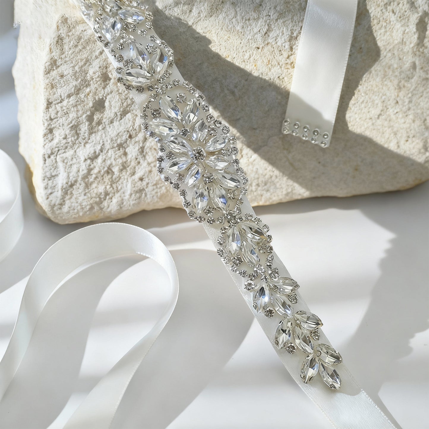 Bridella BS75 Off White Rhinestone Belt