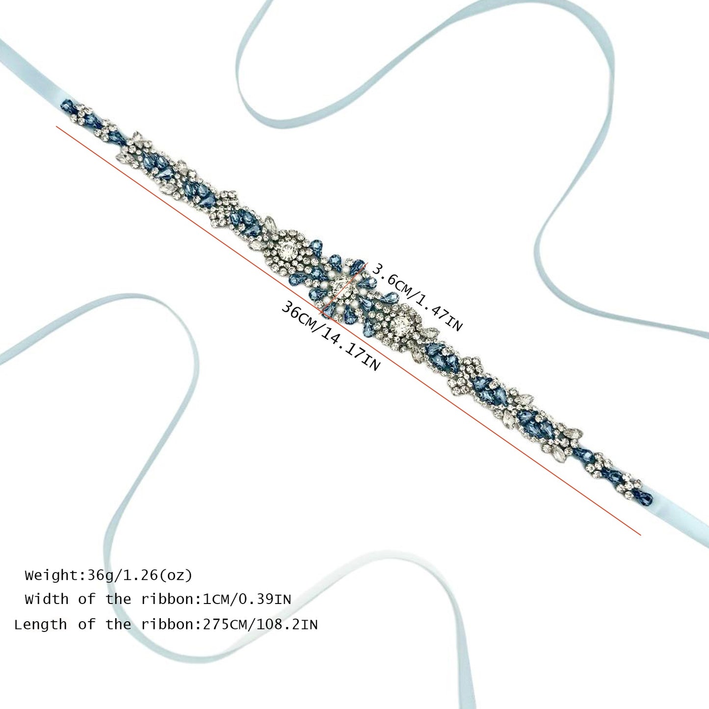 BS351QL light blue rhinestone pearl belt