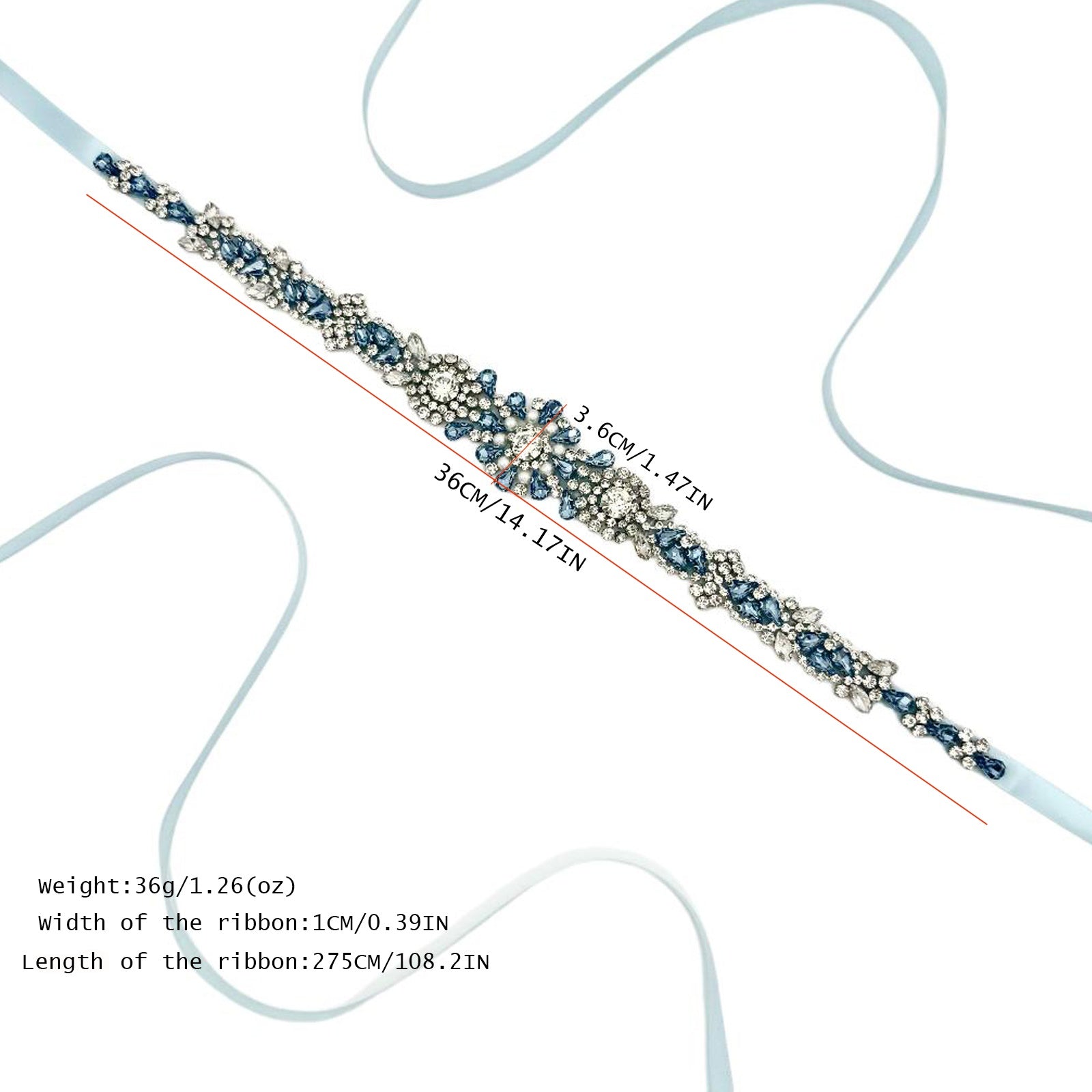 BS351QL light blue rhinestone pearl belt