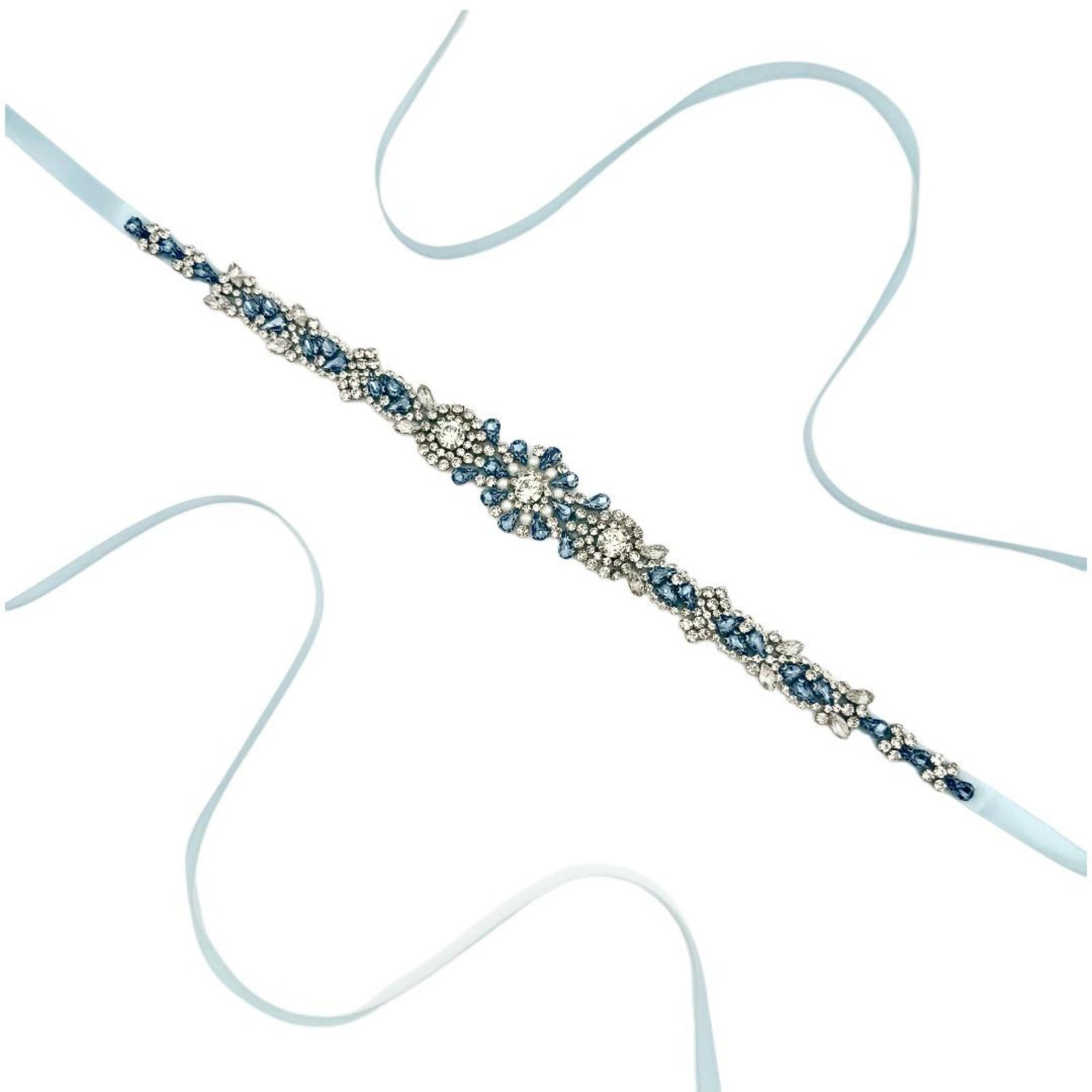 BS351QL light blue rhinestone pearl belt