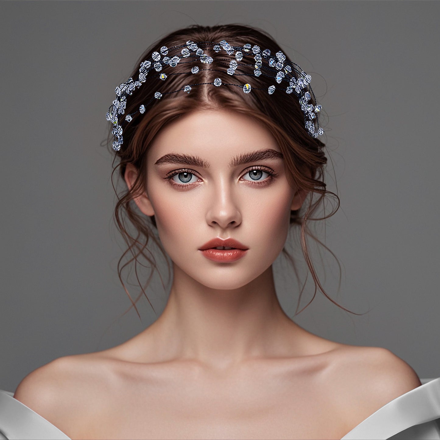 Black Crystal Minimalist Bridal Headband Wedding Hair Accessories - Bridella BYXA122