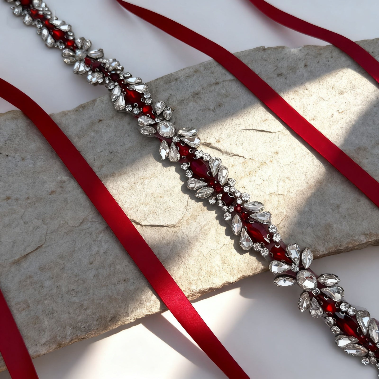 BS43R burgundy rhinestone belt