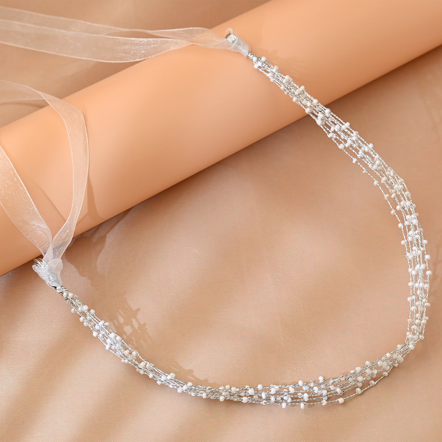 Bridella BHP28-S Silver Bead Headband