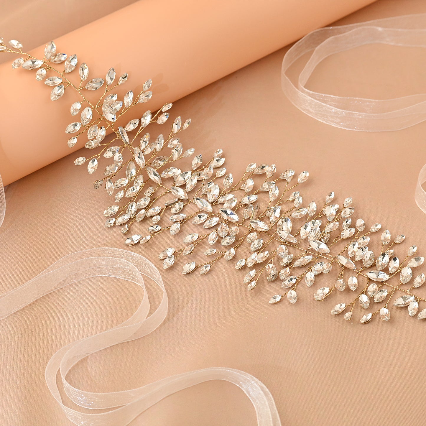 Gold Rhinestone Headband for Wedding - Bridella BHP237-G