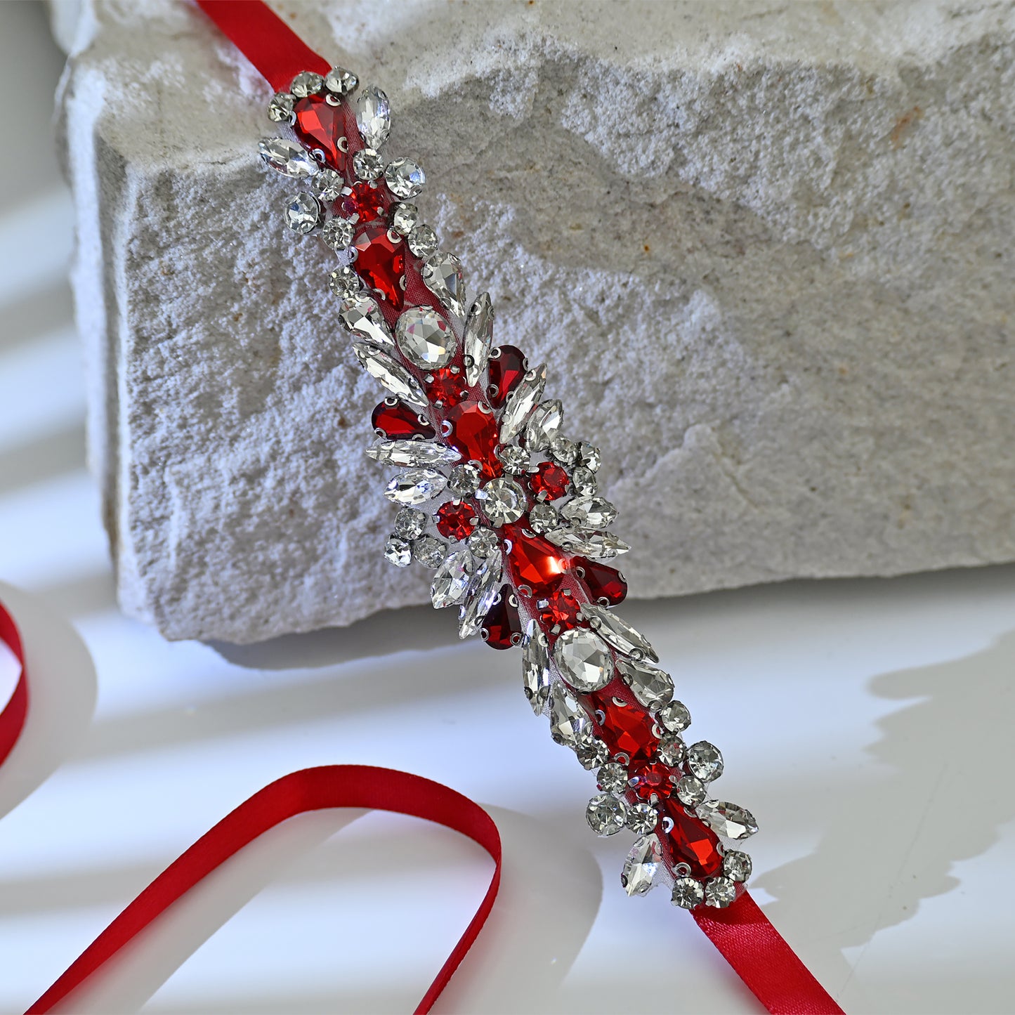 Bridella BS160R Red Rhinestone Belt