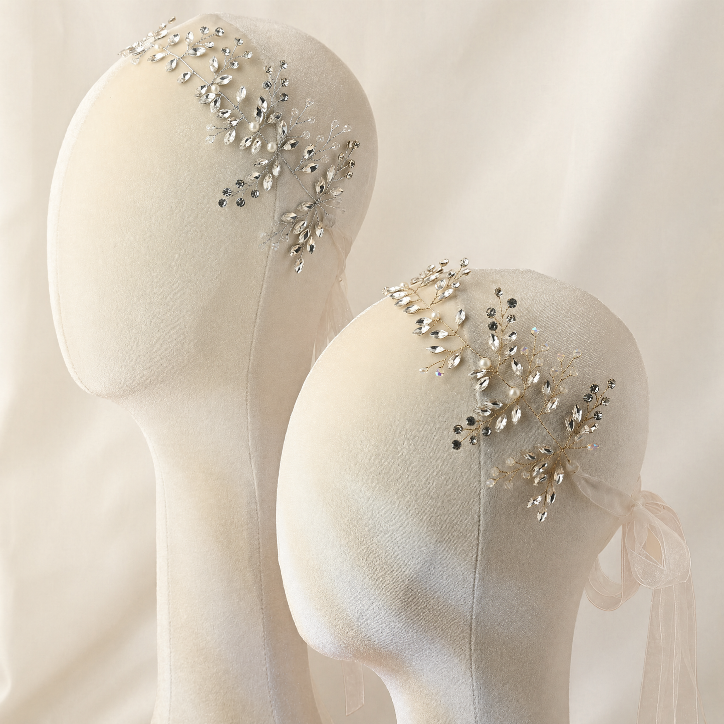 Silver Rhinestone Pearl Bridal Fascinator Wedding Headpiece - Bridella BHP21-S
