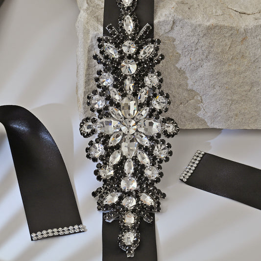Black Rhinestone Bridal Belt – Bridella BS01B