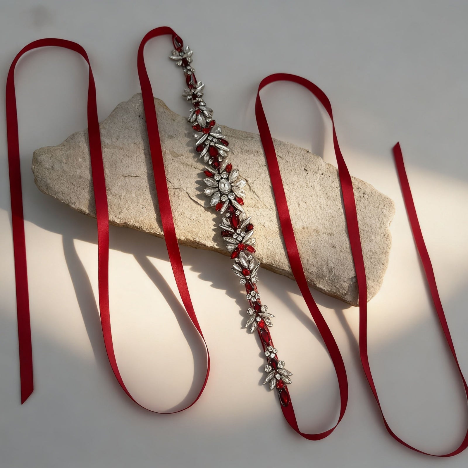 BS122R burgundy rhinestone belt