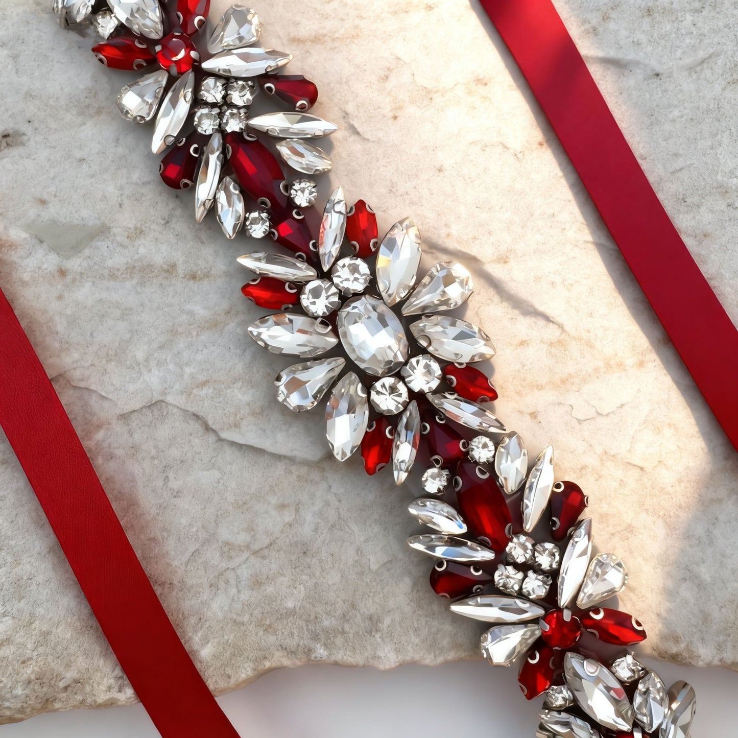 BS122R burgundy rhinestone belt