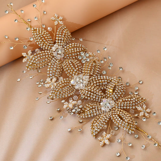 Bridella BHP252-G Gold Rhinestone & Crystal Tiara