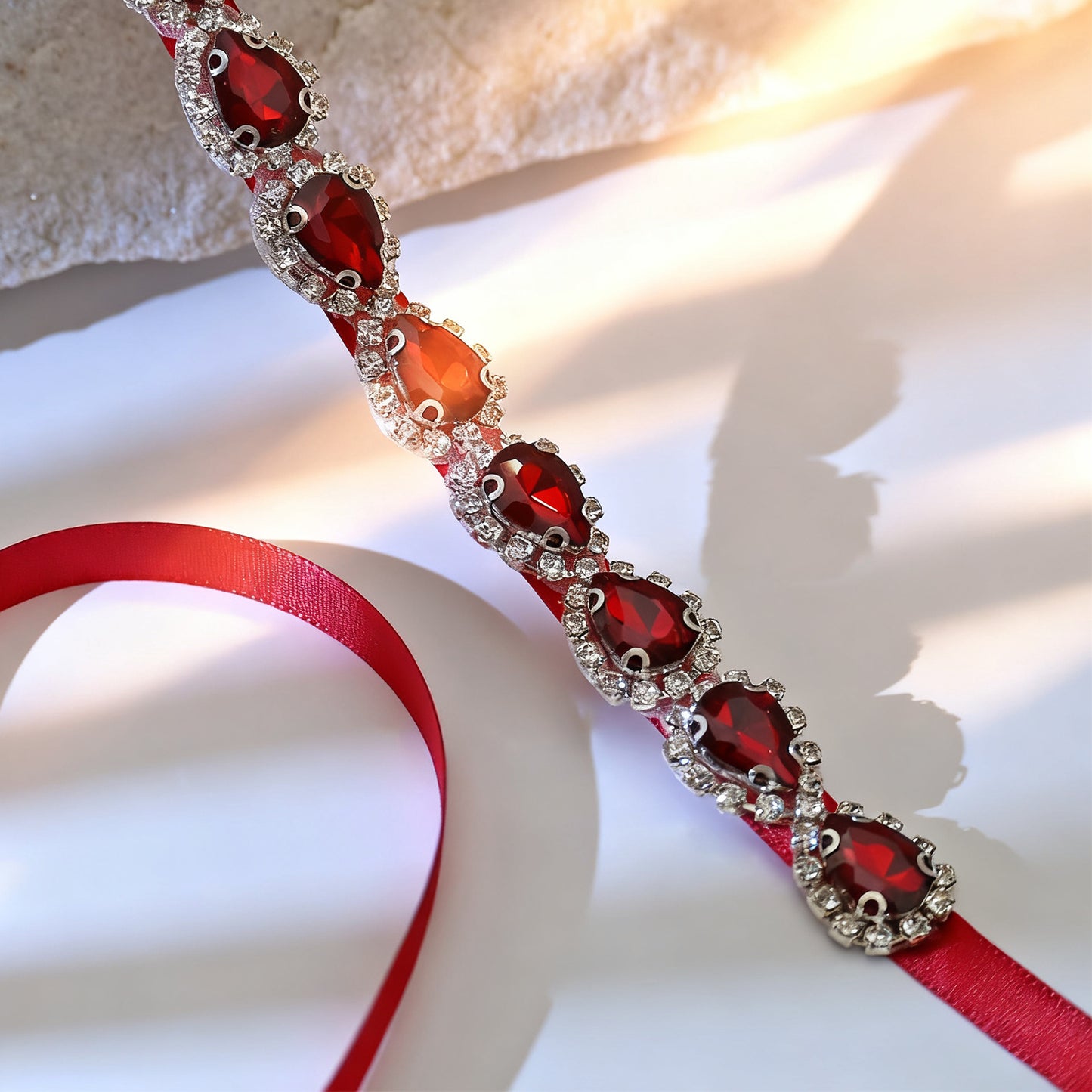 Bridella BS190R-Wine Red Wine Rhinestone Belt