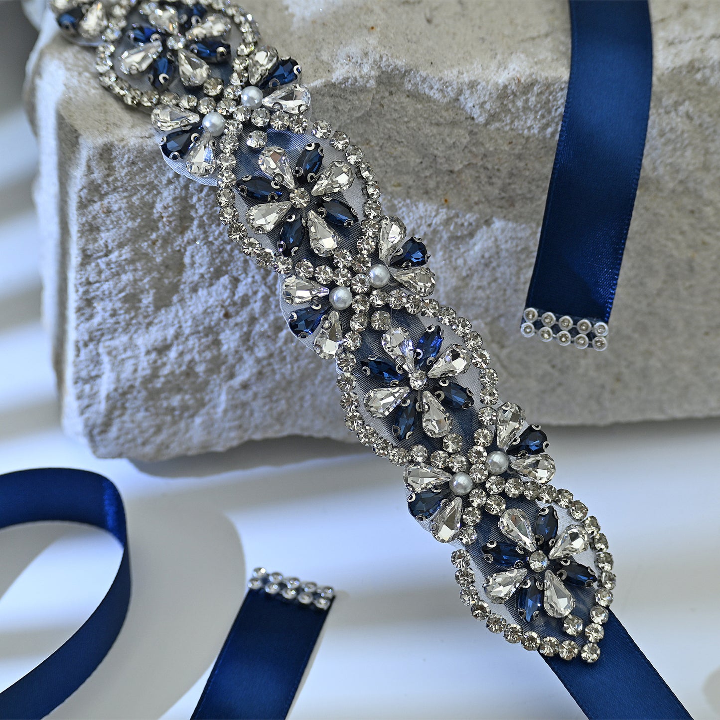 Bridella BS453ML Navy Rhinestone Belt