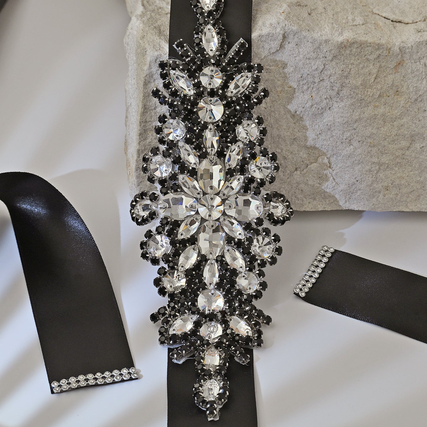 Black Rhinestone Bridal Belt – Bridella BS01B