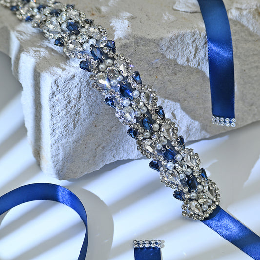 Bridella BS466ML Navy Rhinestone Belt