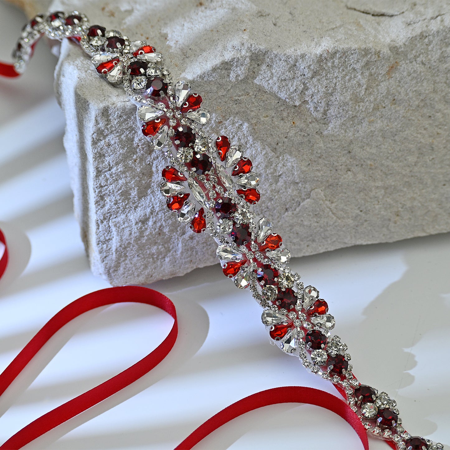 Bridella BS165R Red Rhinestone Belt