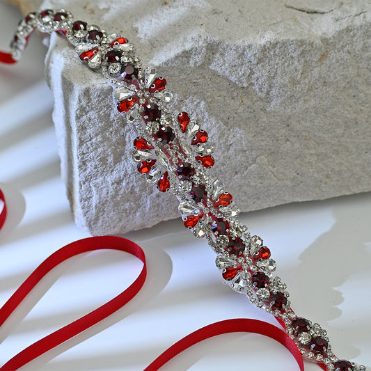 Bridella BS165R Red Rhinestone Belt