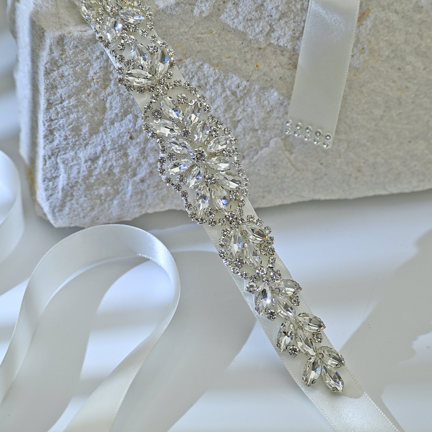 Bridella BS75 Off White Rhinestone Belt