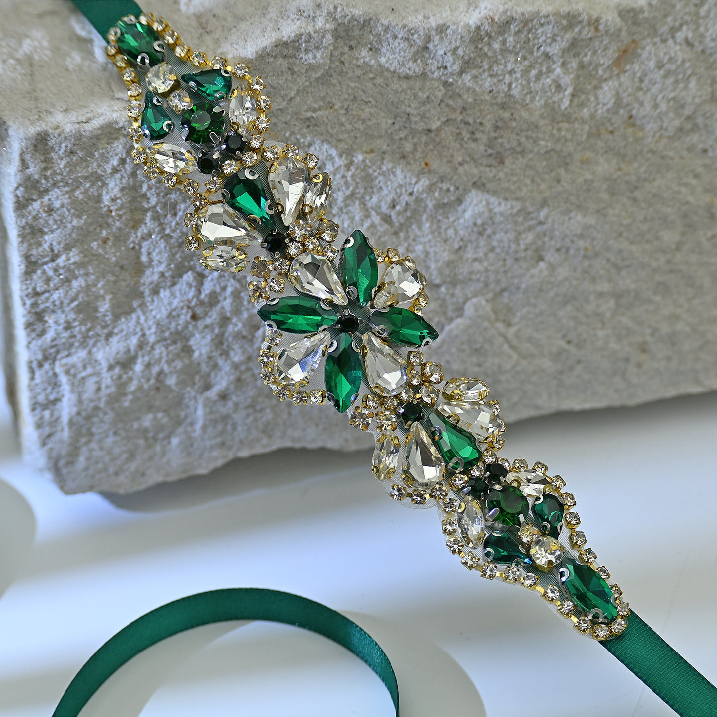 Bridella BS137GKL Green Rhinestone Belt