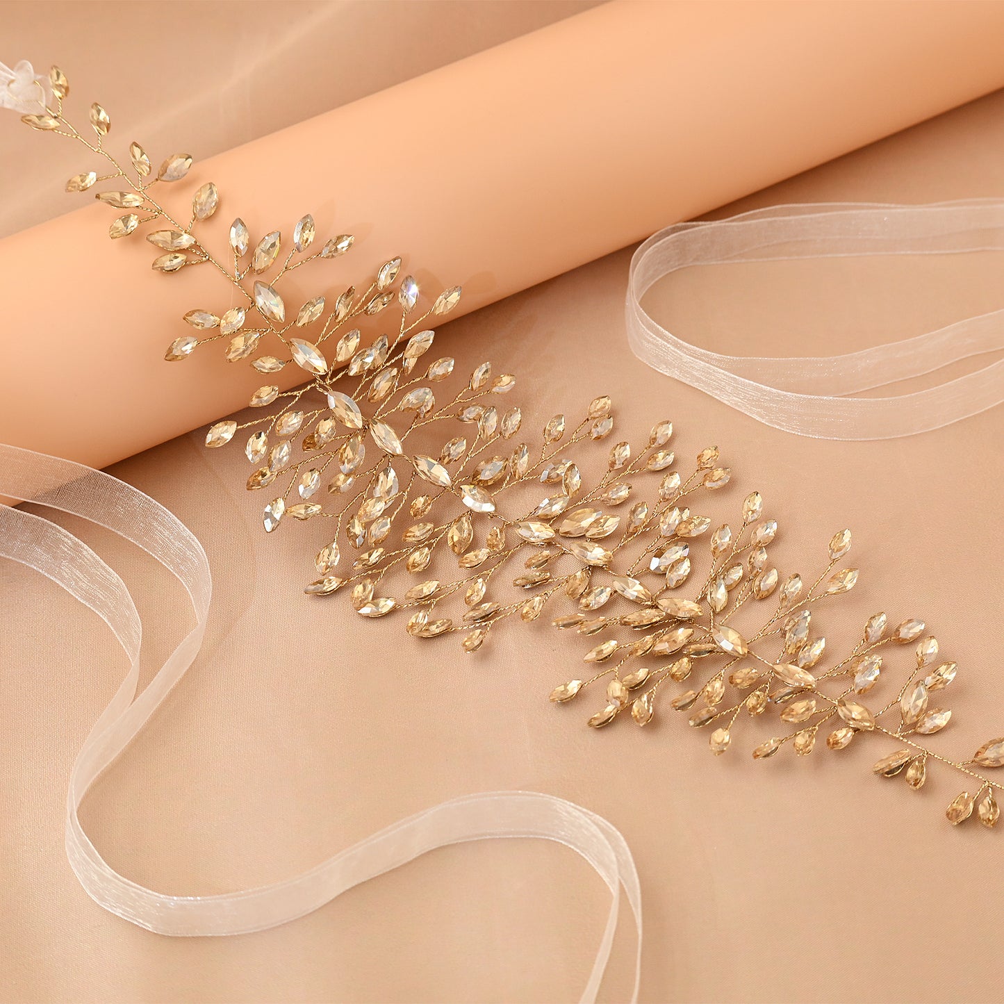 Bridella BHP237-Champagne Champagne Rhinestone Headband