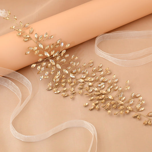 Bridella BHP237-Champagne Champagne Rhinestone Headband