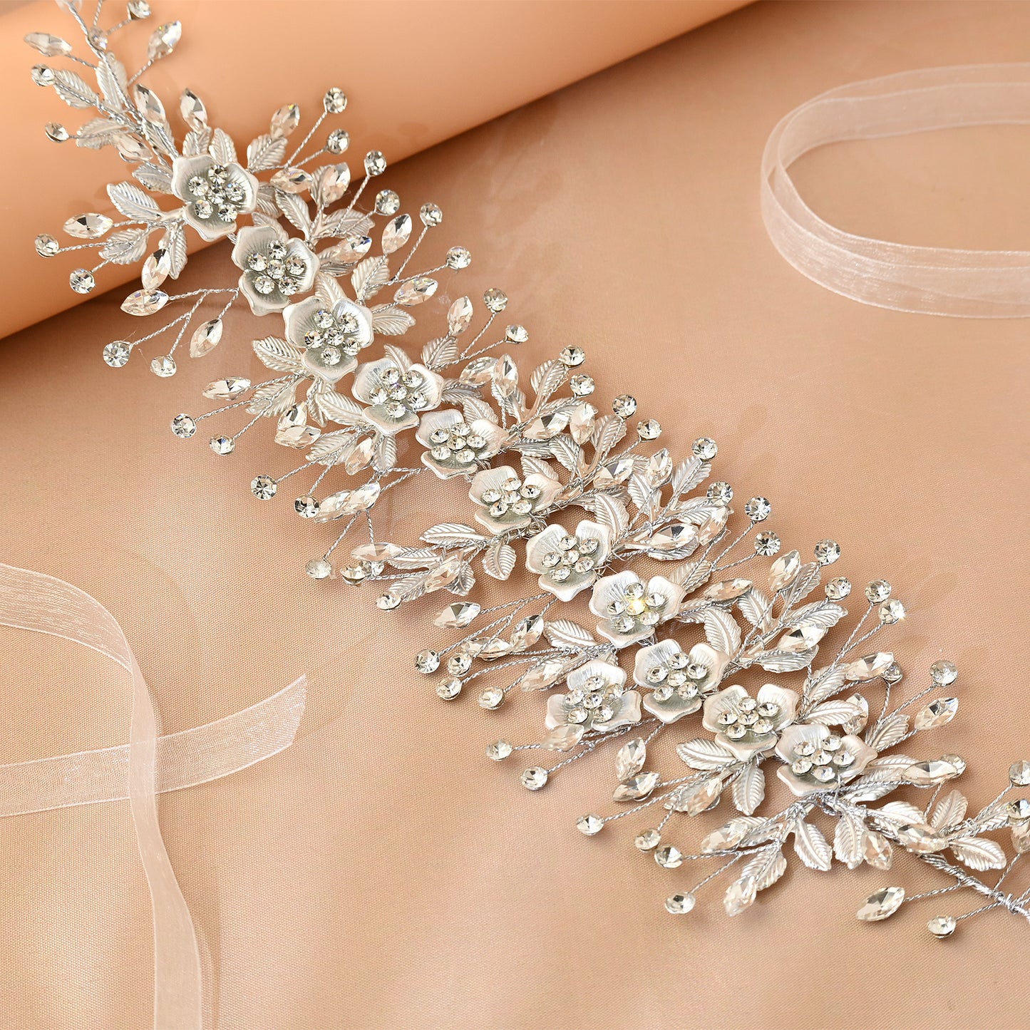 Bridella BHP349-S Silver Rhinestone Headband