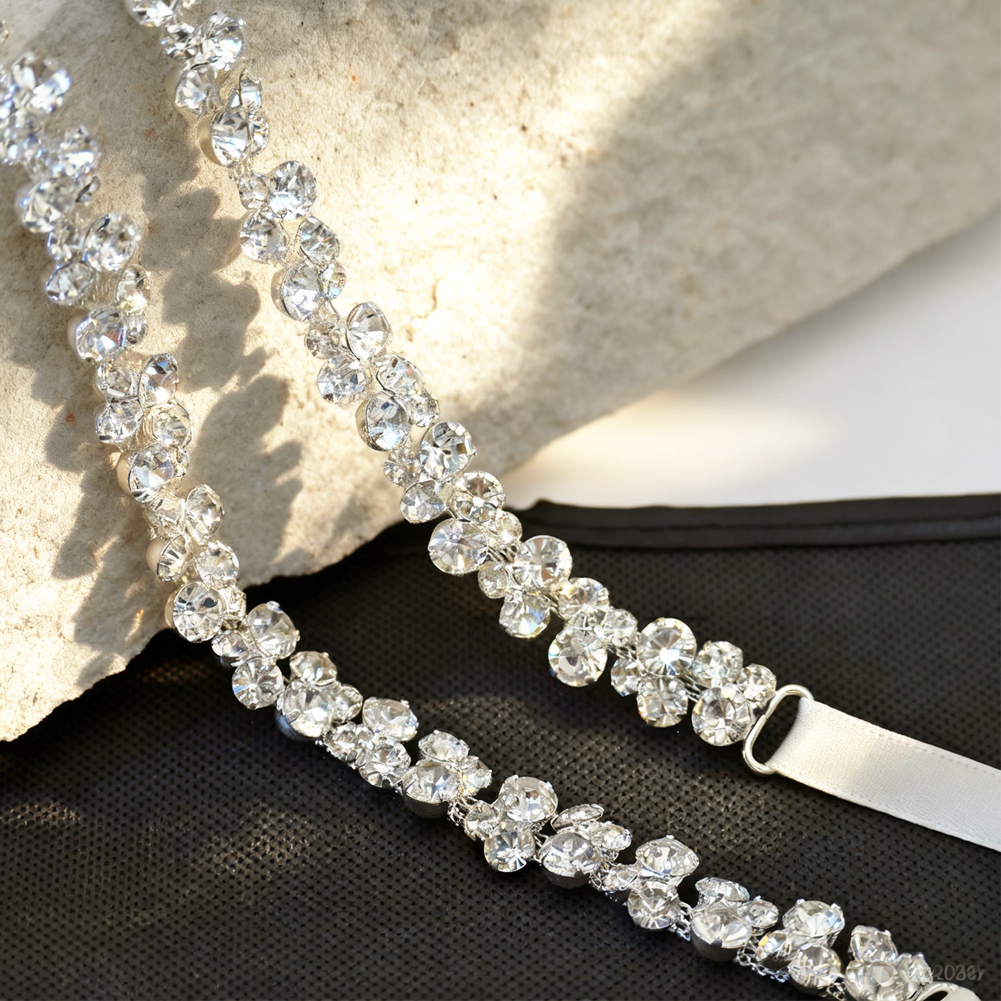 Silver Rhinestone Bridal Dress Chain Belt for Wedding - Bridella BS308