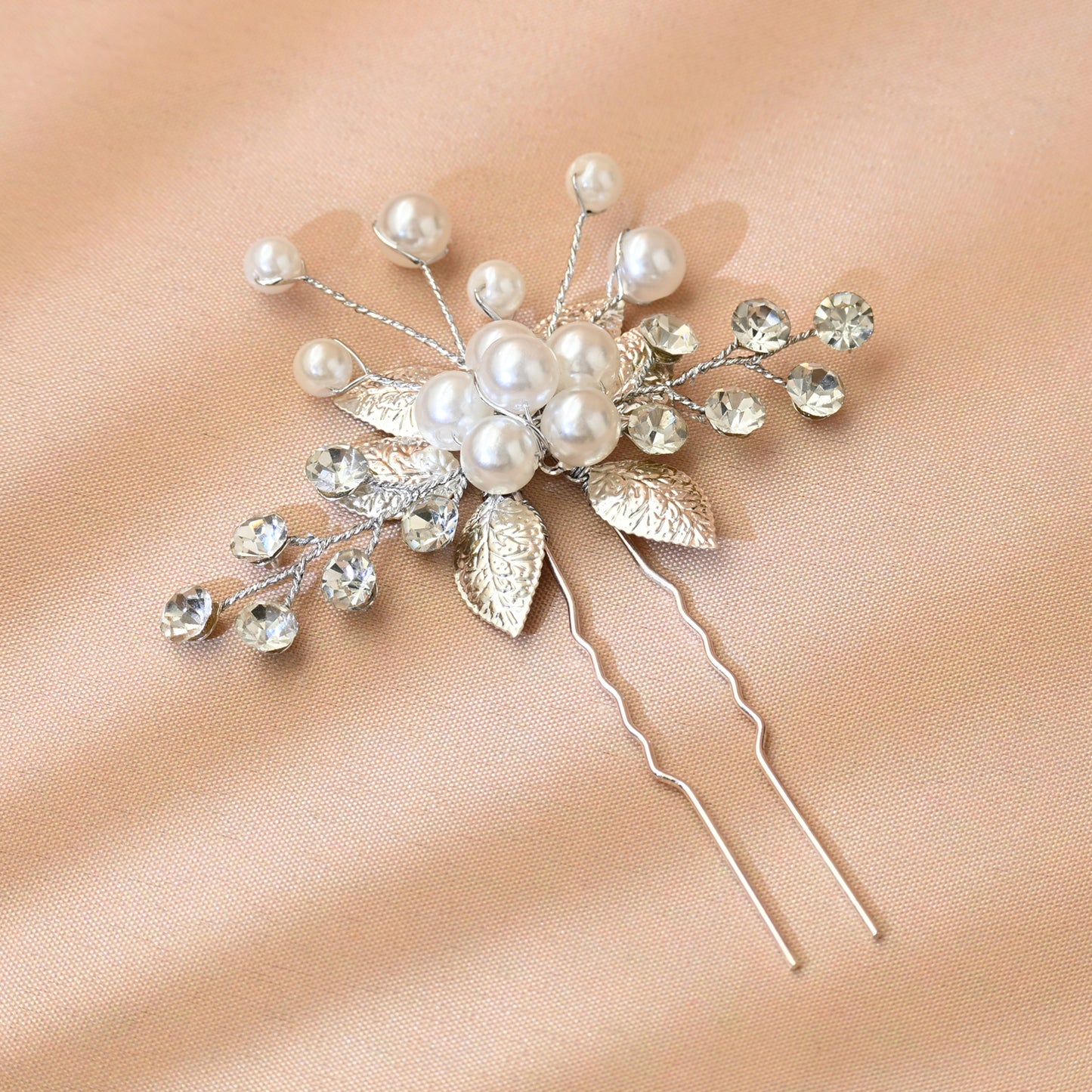 Bridella BHP504-S Silver Rhinestone & Pearl Headwear