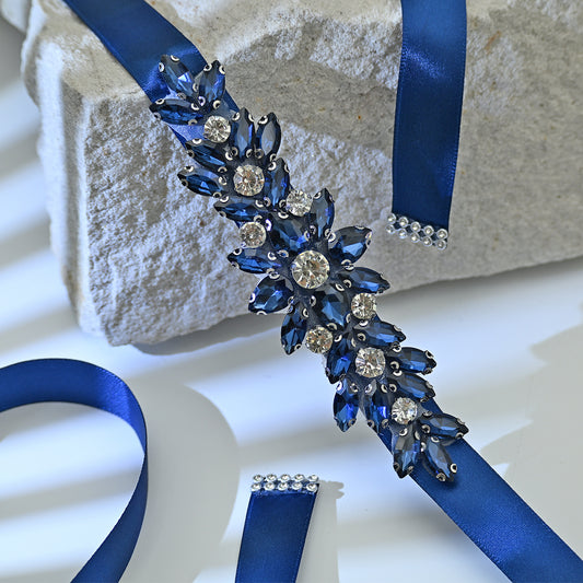 Bridella BS243ML-Navy Blue Blue Rhinestone Belt