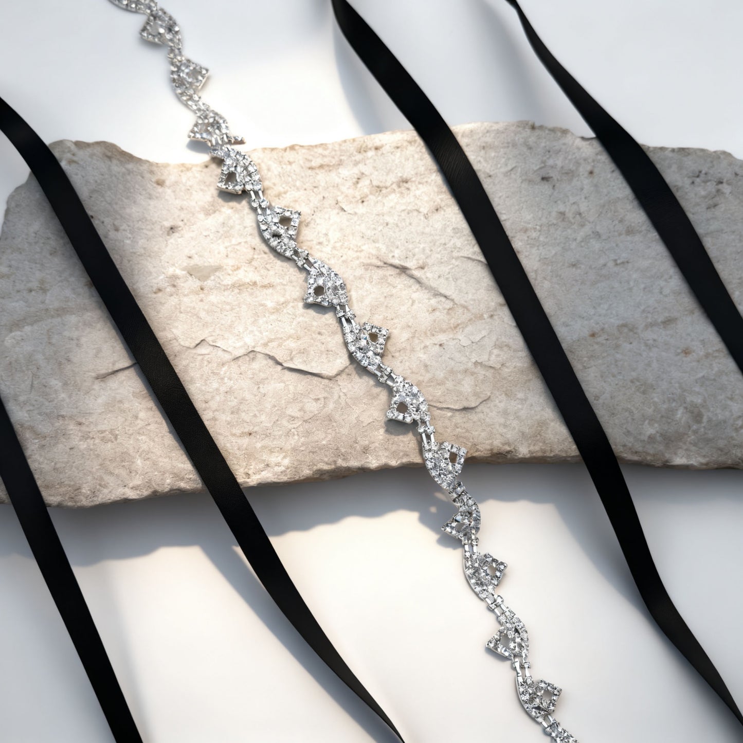 off white rhinestone belt