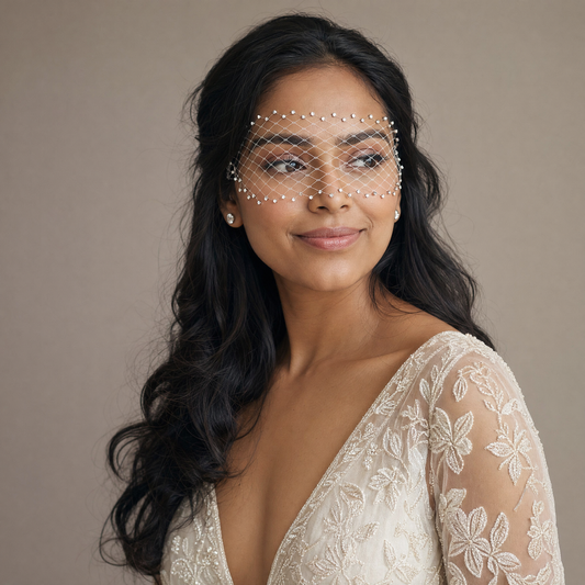Sparkling Birdcage Bridal Veil Diamond Wedding Veil - Bridella BMA17-W