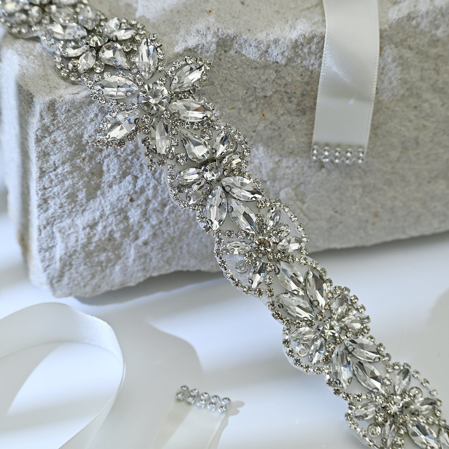 Bridella BS21 Ivory Rhinestone Belt