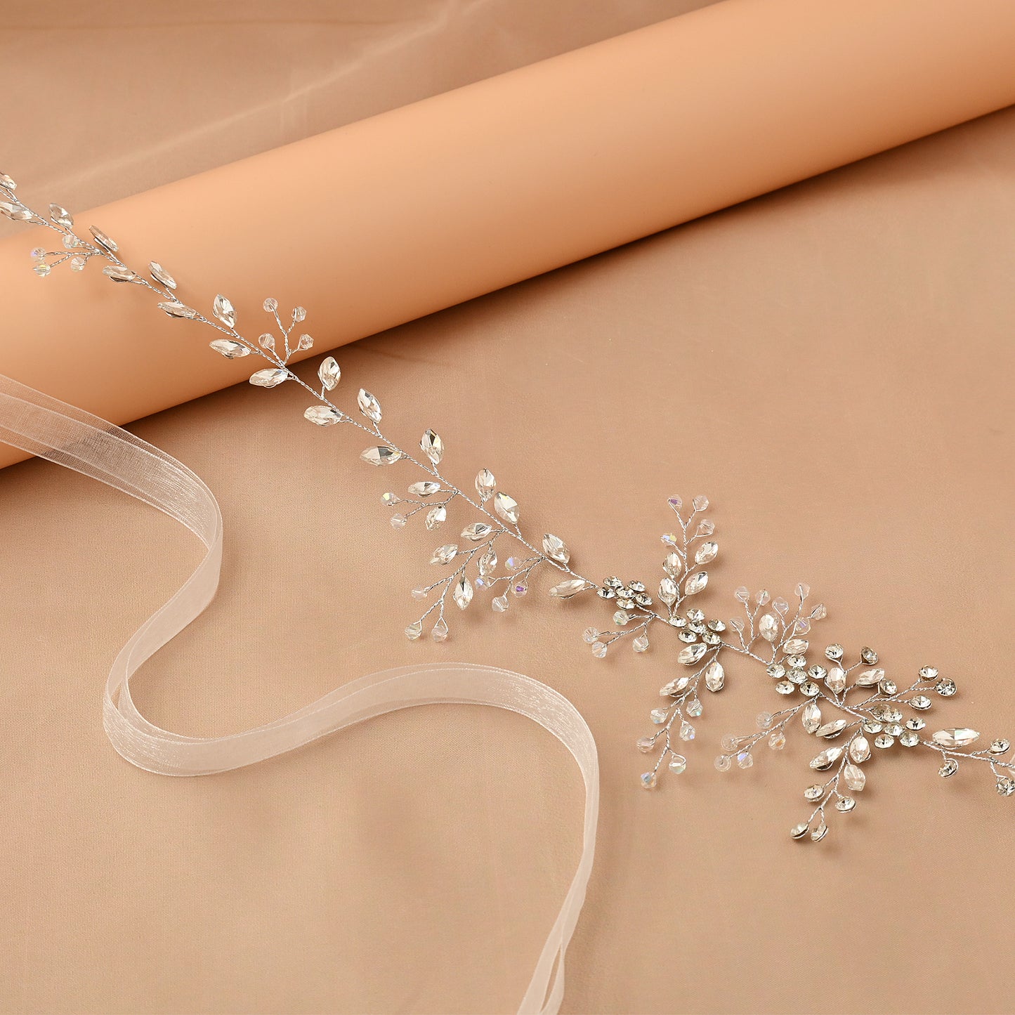 Bridella BHP65-S Silver Rhinestone & Crystal Headband