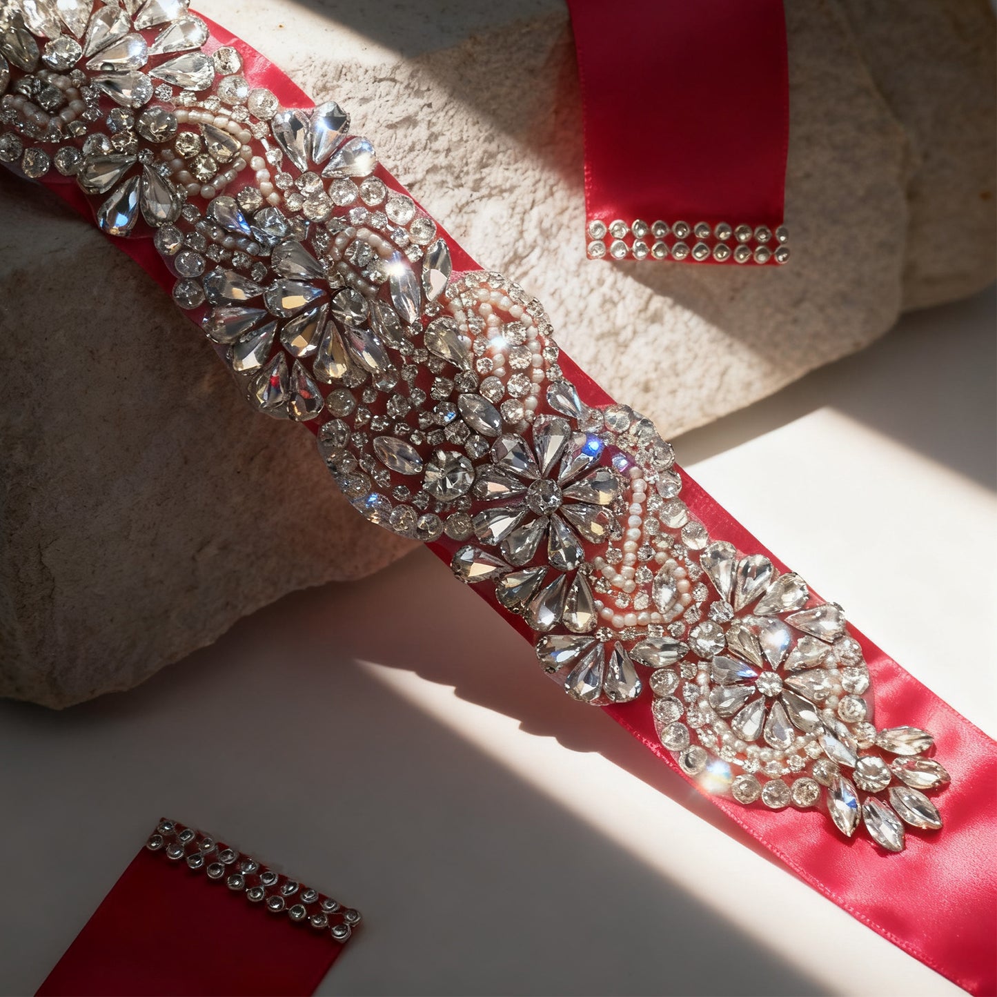 Bridella BS120 Red Rhinestone Belt