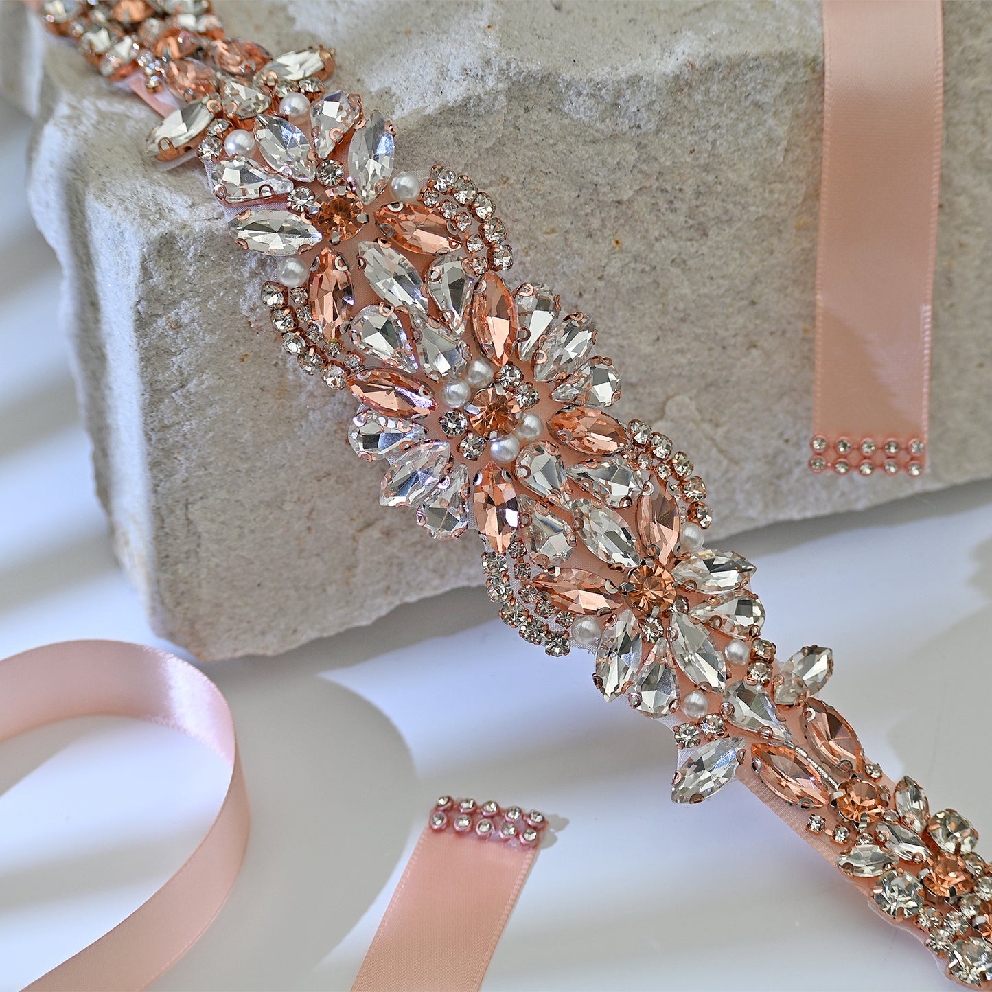 Bridella BS423 Rose Gold Rhinestone Belt