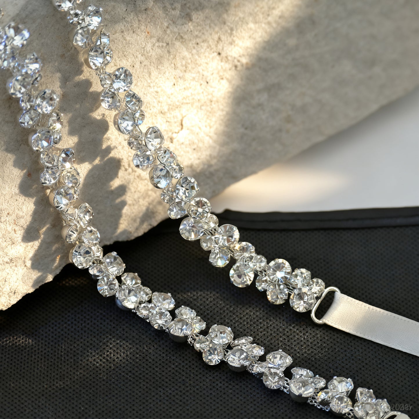 Bridella BS308 Silver Rhinestone Chain Belt