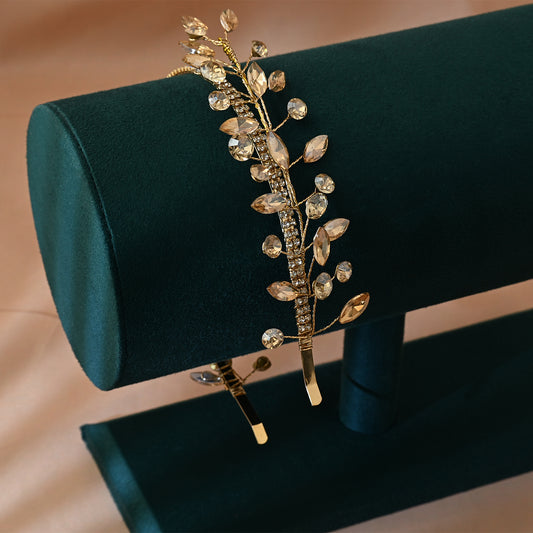 Bridella BHP531-G Gold Rhinestone Headband