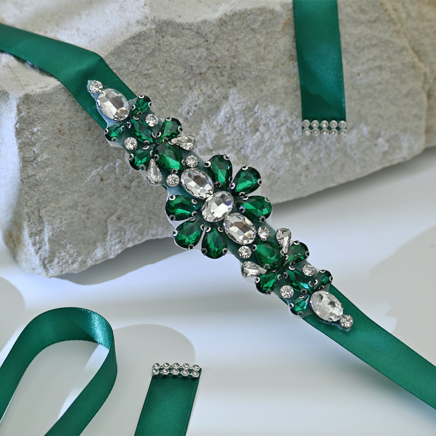 Bridella BS45KL Green Rhinestone Belt