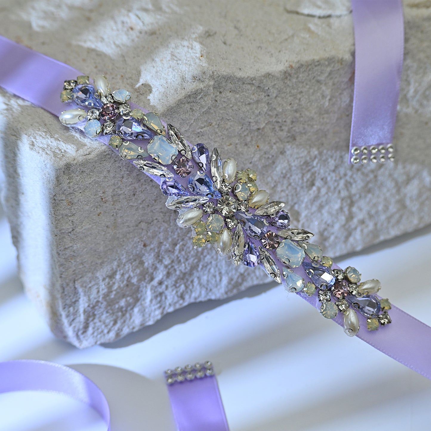 Bridella BS451L Lavender Rhinestone Belt