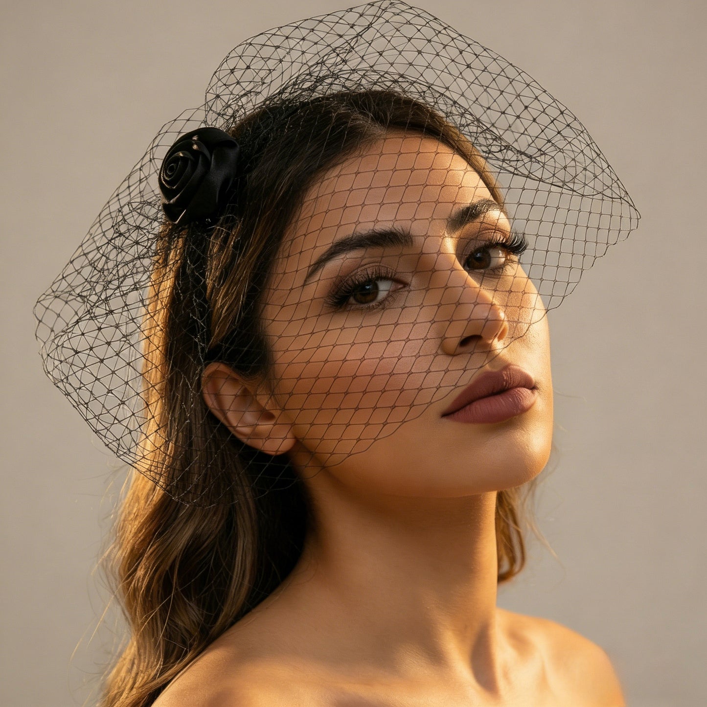 Black Flower Birdcage Bridal Veil Blusher Face Veil Vintage Wedding Hair Accessory - Bridella BVA02