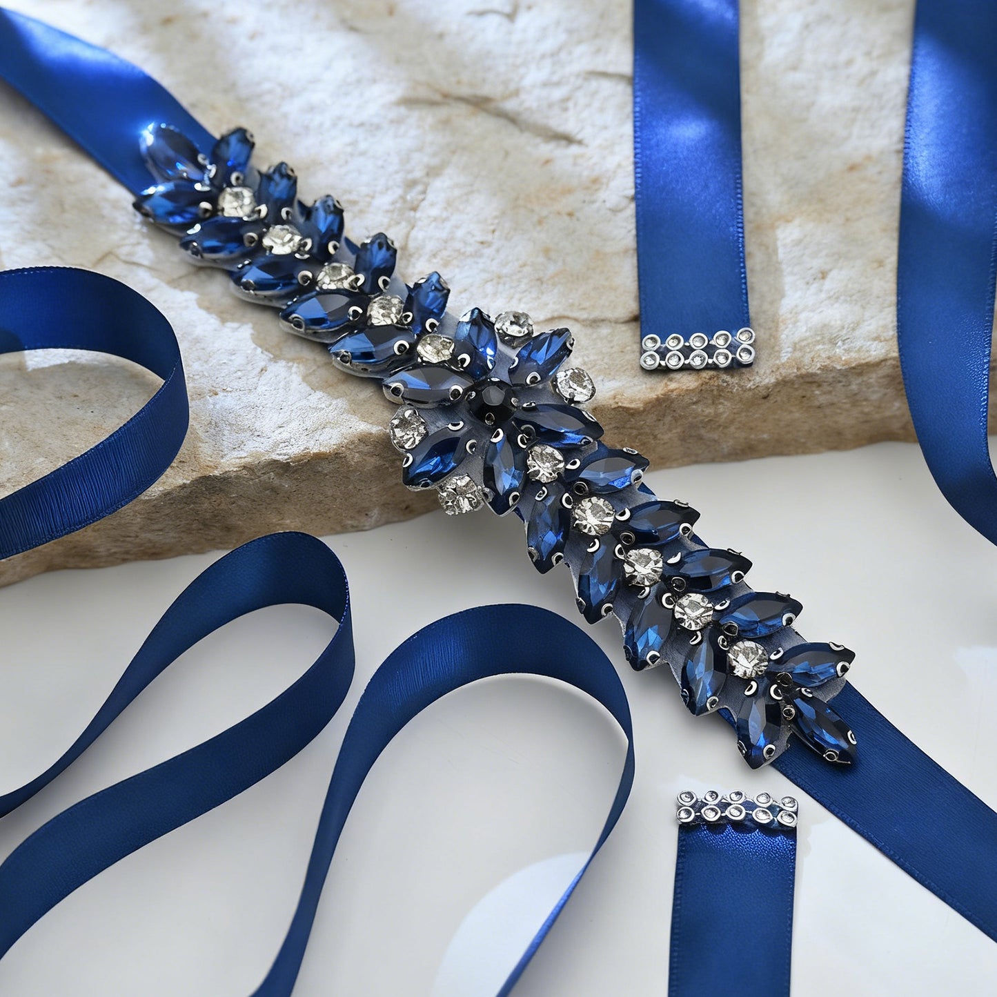 Bridella BS69ML Navy Rhinestone Belt