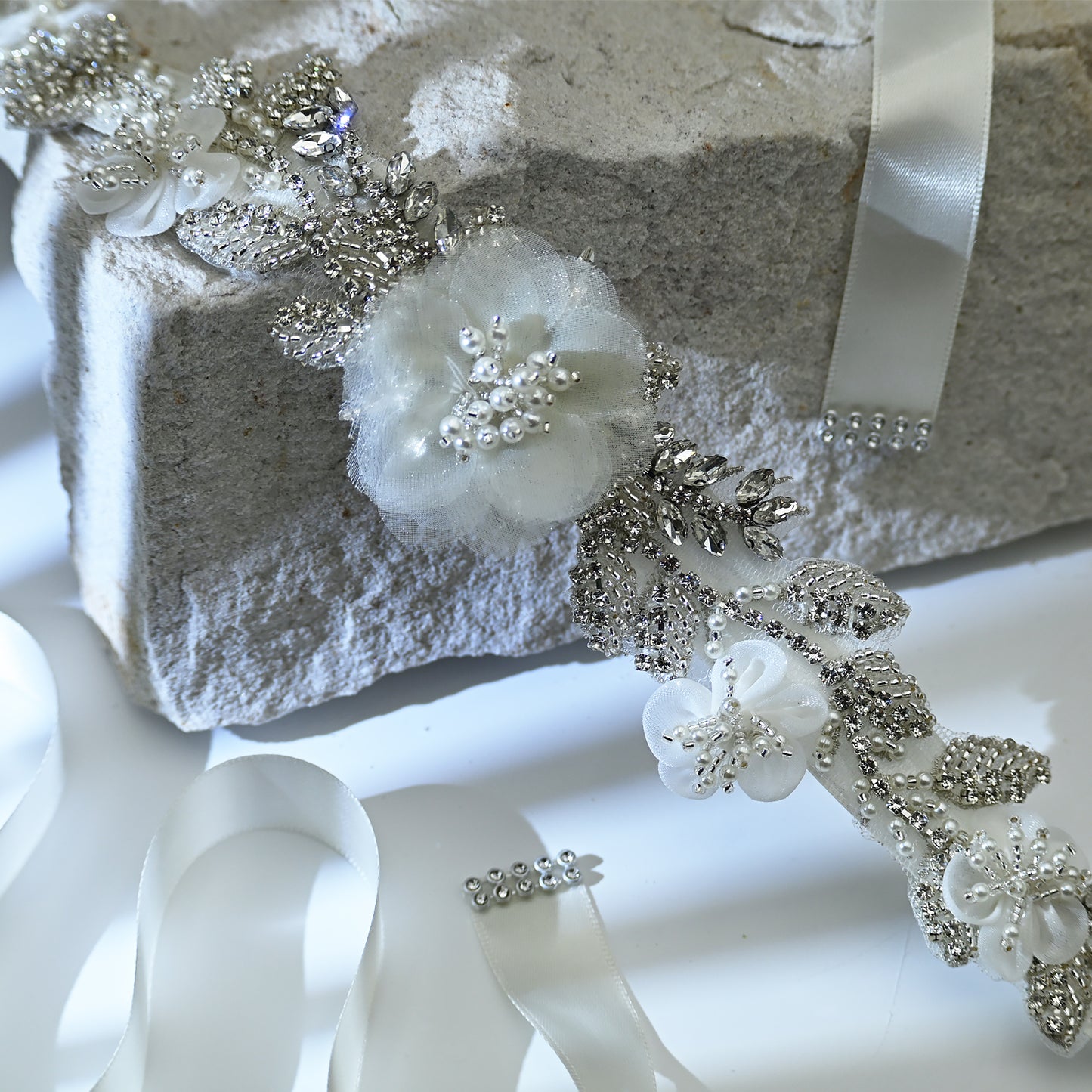 Bridella BS13 Ivory Rhinestone & Pearl Belt