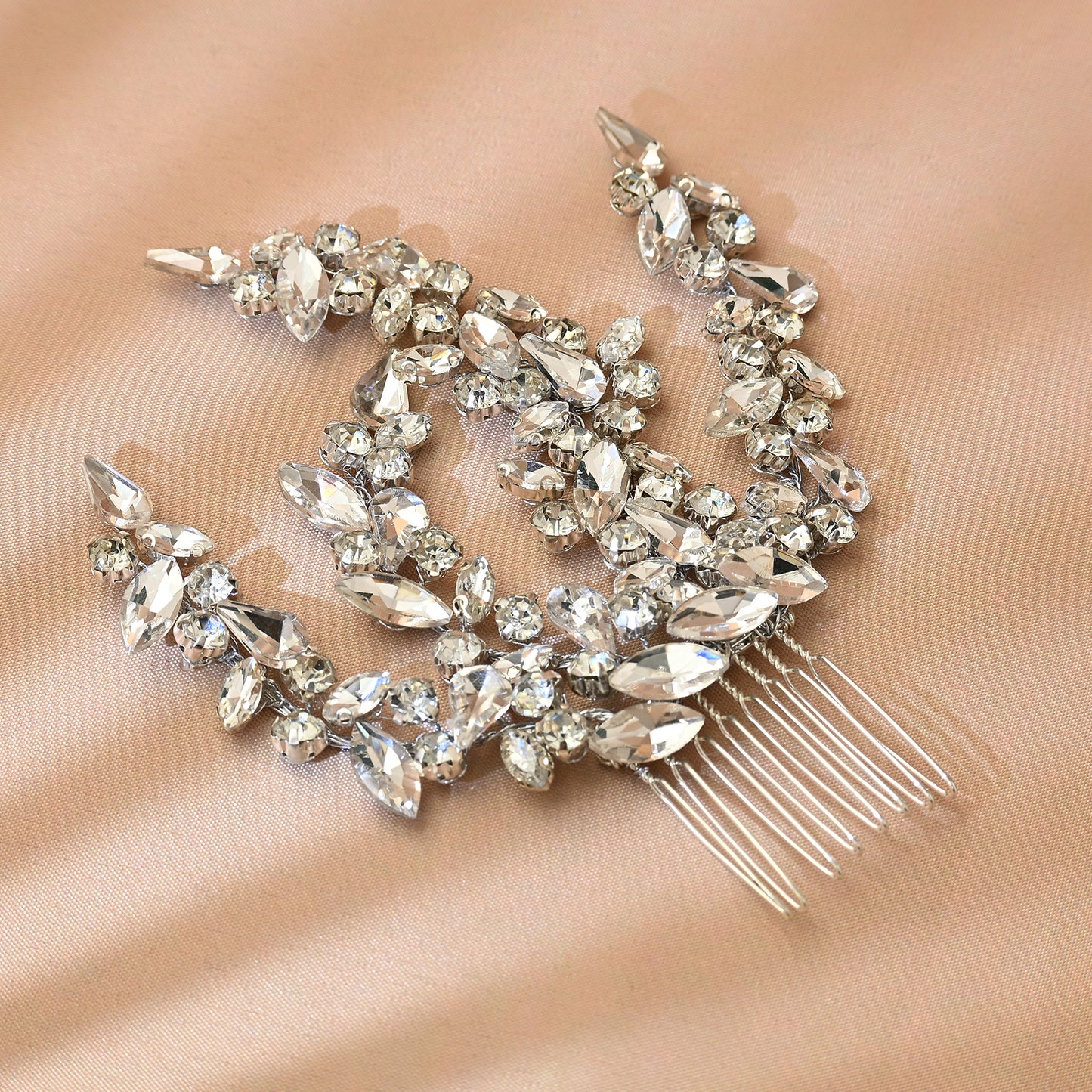 Bridella BHP489-S Silver Rhinestone Hair Comb