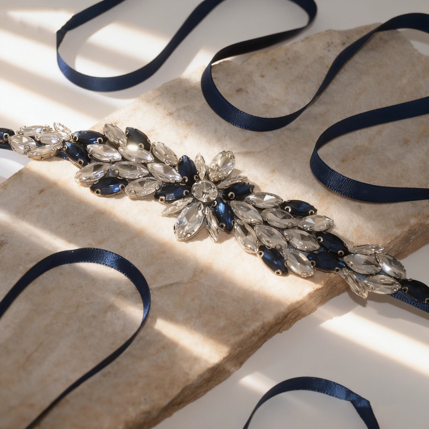 Bridella BS227ML Navy Rhinestone Belt