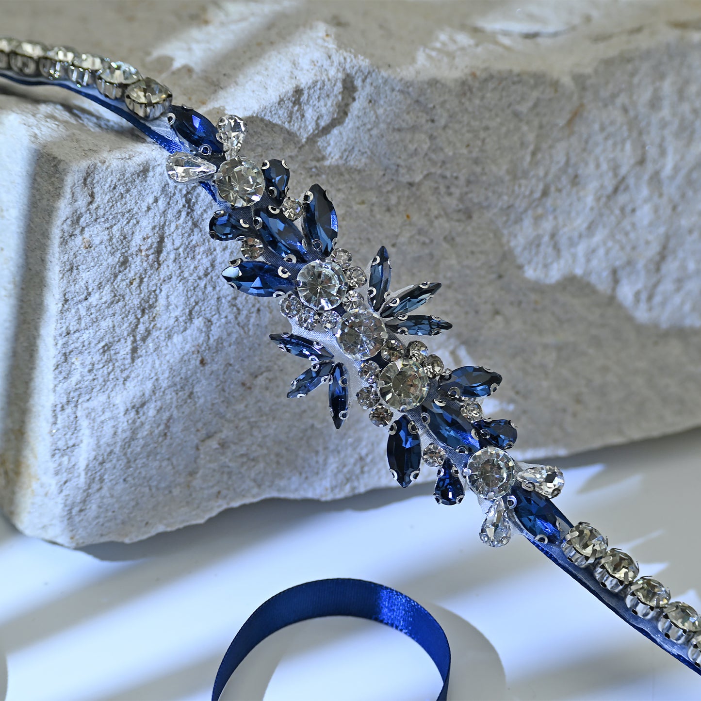 Bridella BS166ML-Navy Blue Rhinestone Belt