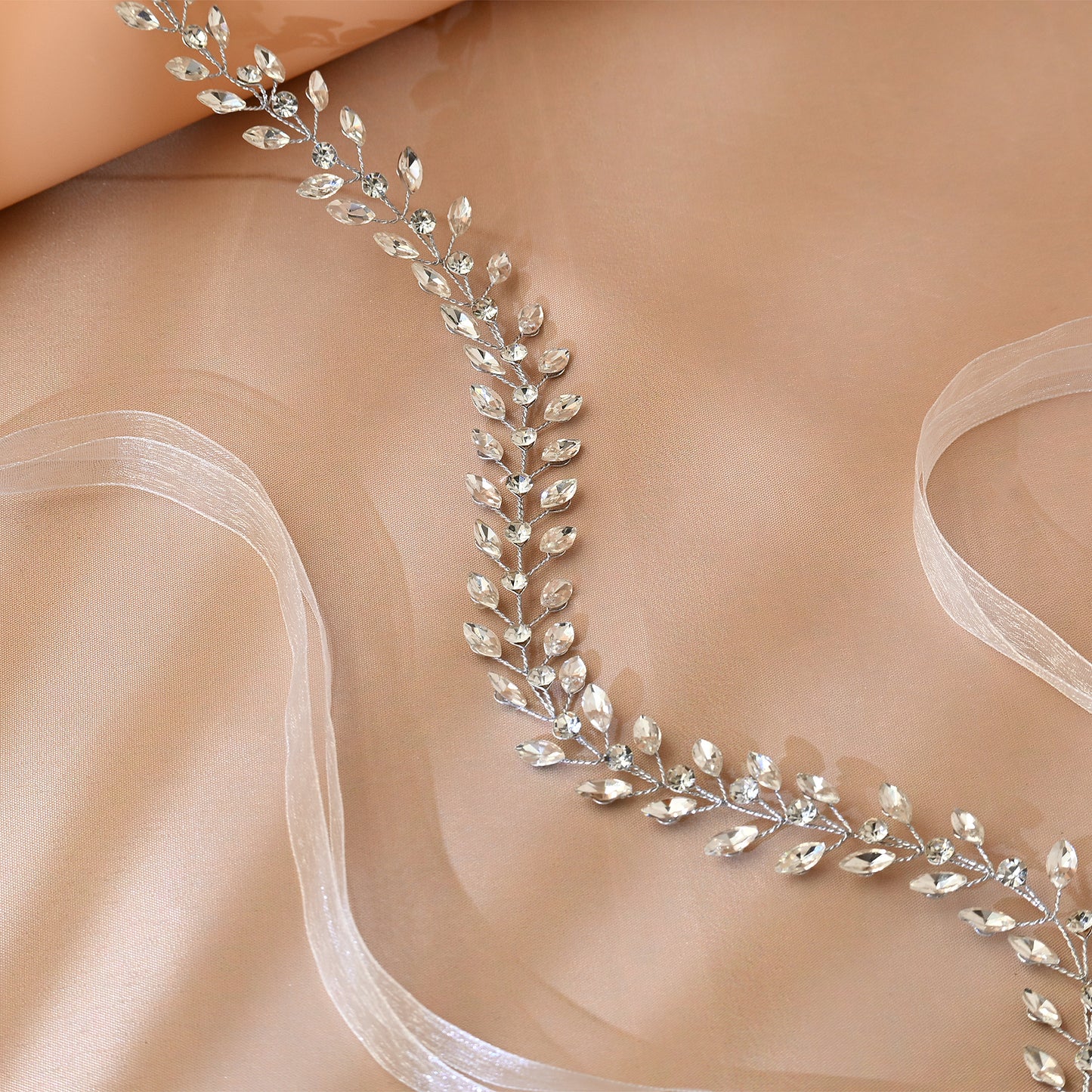 Silver Rhinestone Bridal Headband Wedding Hairpiece - Bridella BHP394