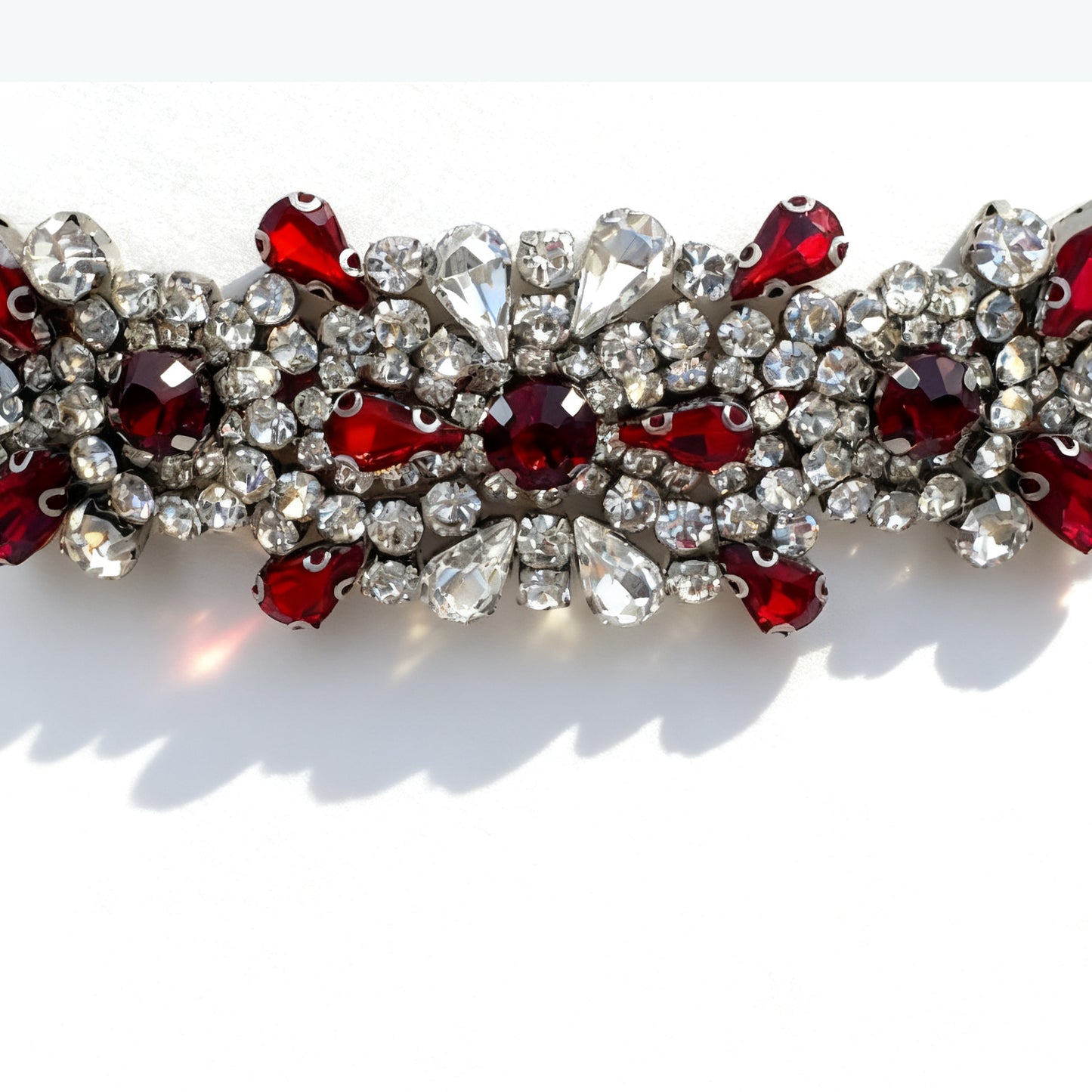 BS51R-Red Ribbon burgundy rhinestone belt