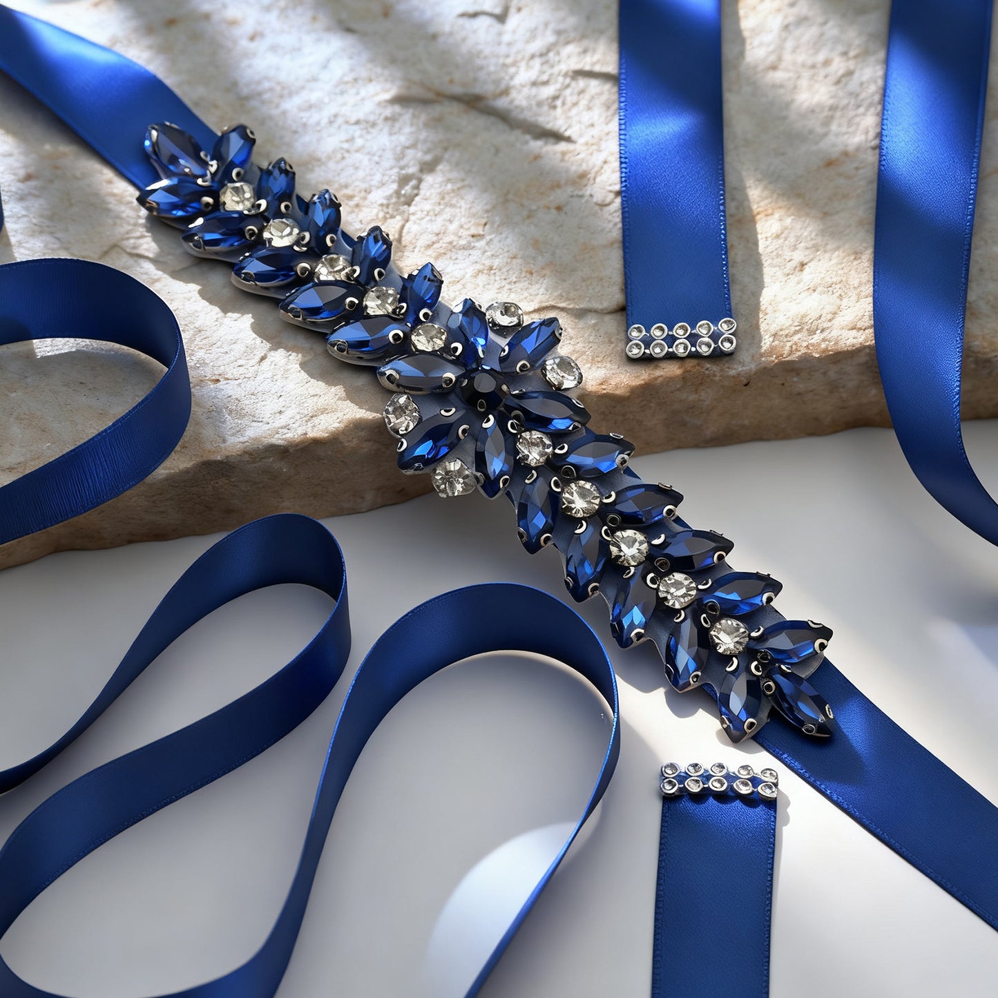 Bridella BS69ML Navy Rhinestone Belt