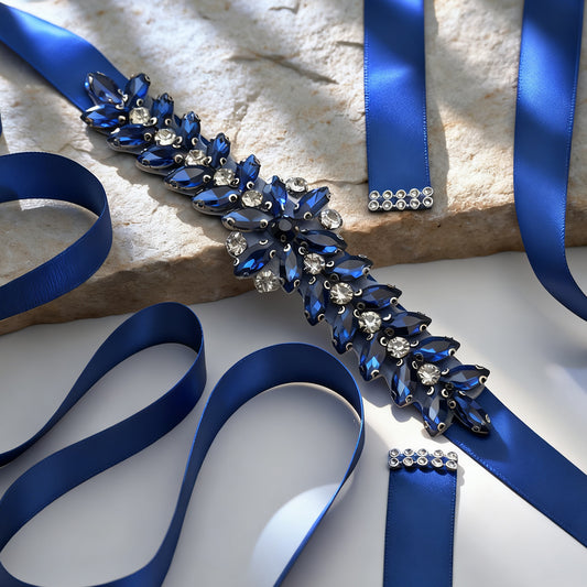 Bridella BS69ML Navy Rhinestone Belt