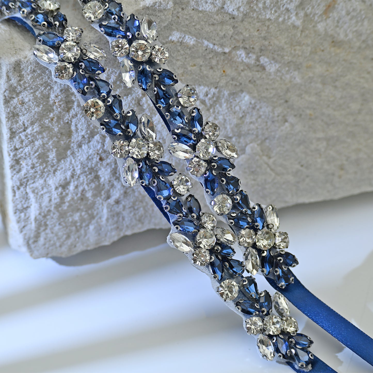 Bridella BS437ML Navy Rhinestone Belt