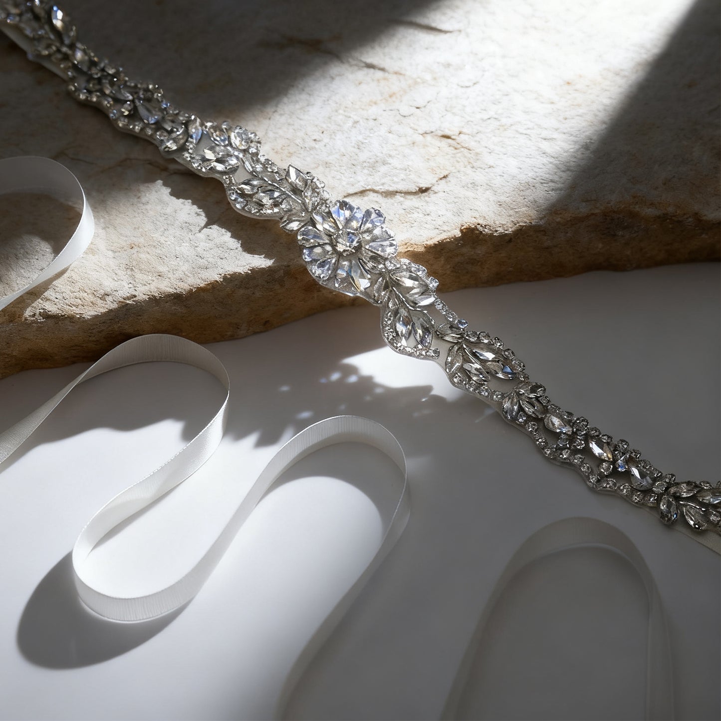 Bridella BS32 Off White Rhinestone Belt